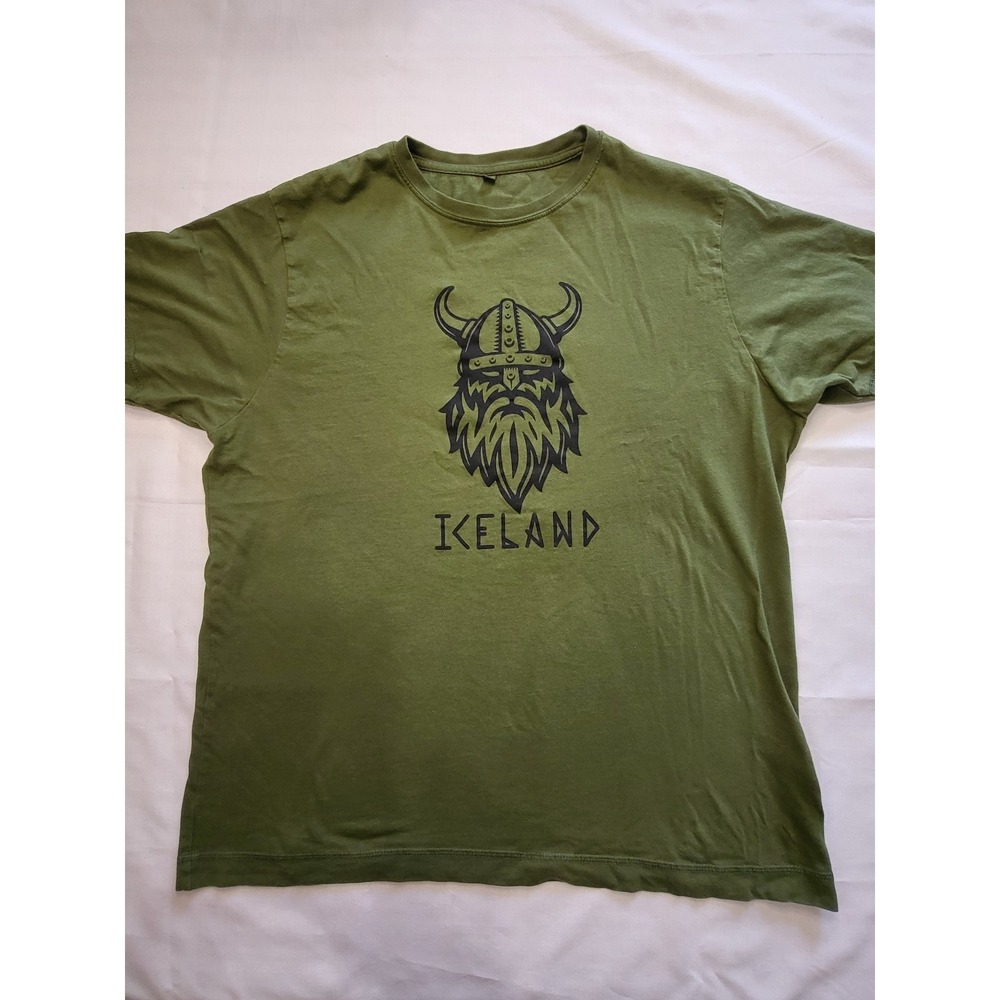 Continental Iceland Viking Graphic Tee Olive Green Mens XL E2025 N03